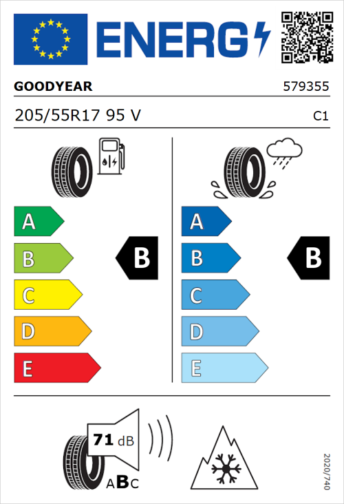 Tyre Label for Goodyear Vector 4Seasons Gen-3 205/55R17 95V