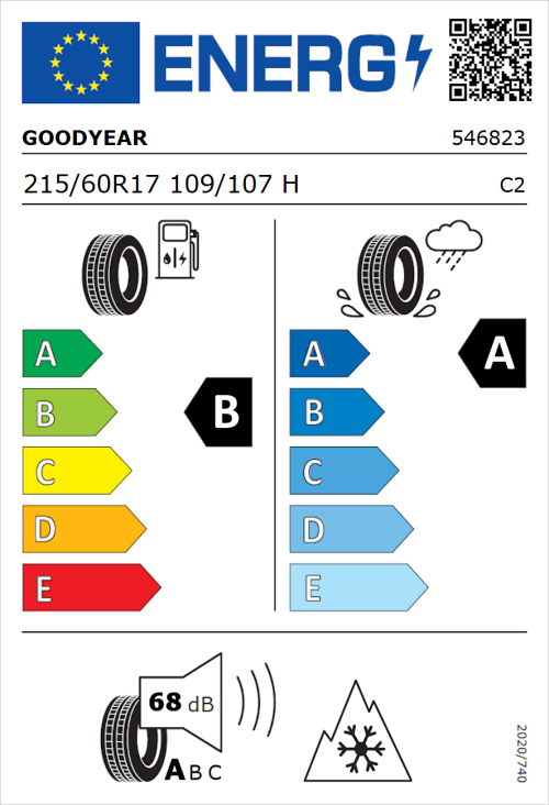 Tyre Label for Goodyear EfficientGrip Cargo 215/60R17 109/107H