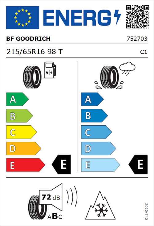 Tyre Label for BF Goodrich Trail-Terrain T/A 215/65R16 98T
